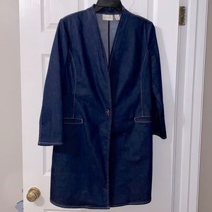 Chico’s long denim blue jacket size 1